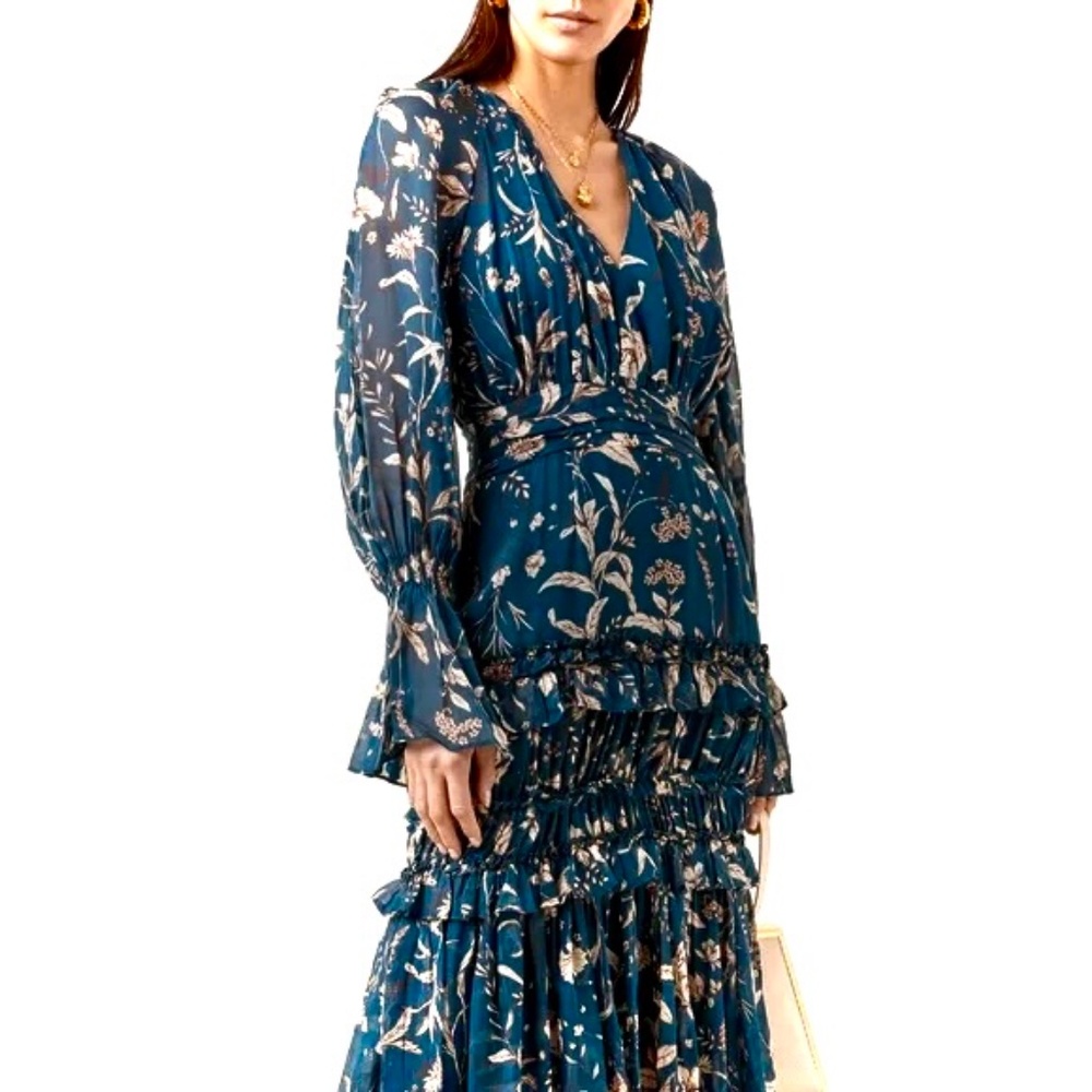Amur Teal Rhea Silk Maxi Dress US8 NEW